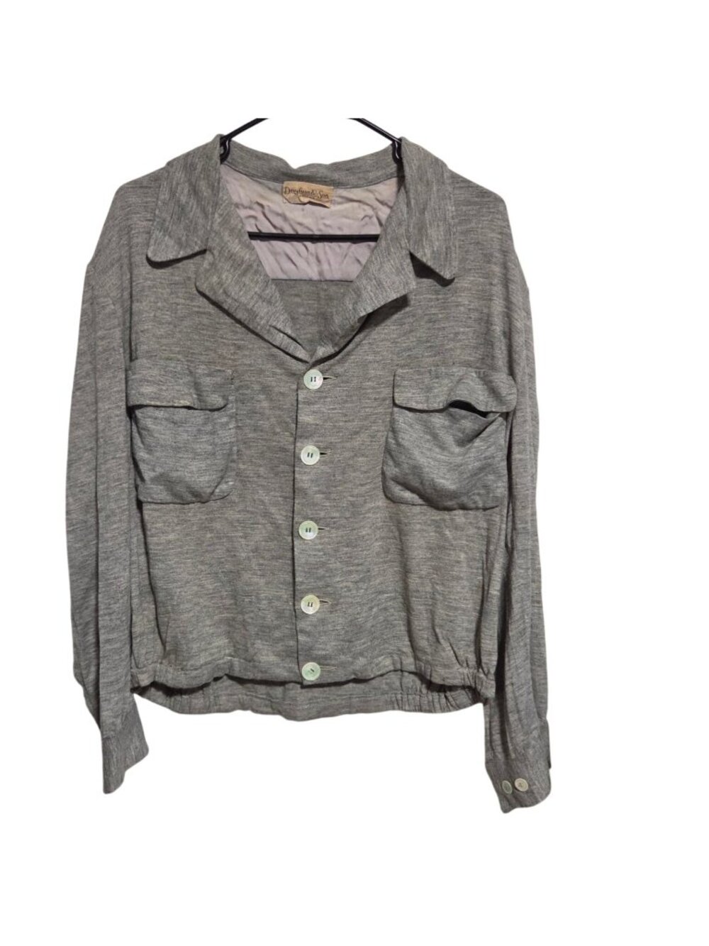 Vintage Dreyfuss & Son Jacket Sz Medium Large Gray Button Up Long Sleeve Pockets